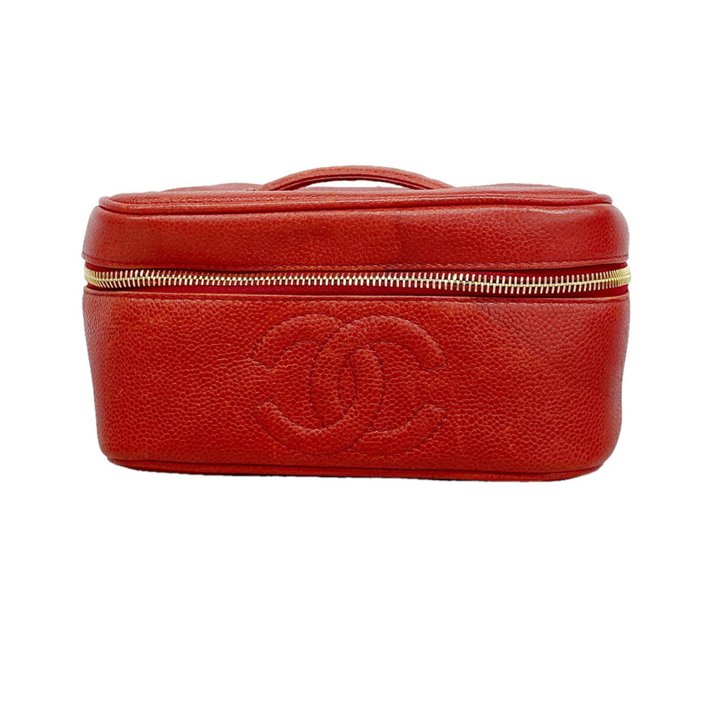 Chanel handbag/vanity bag, caviar leather, red, women's.